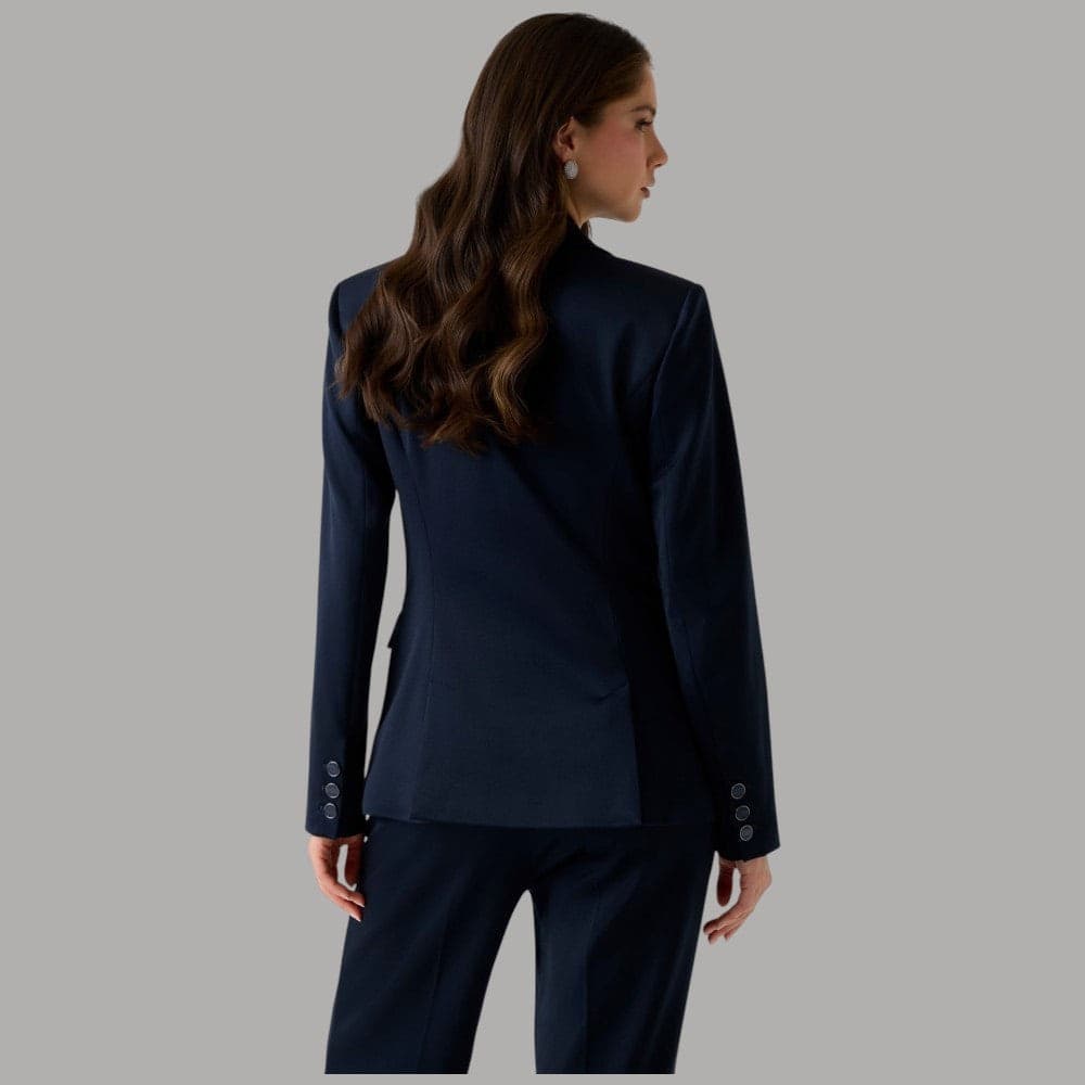 Giacca Guess Blazer Blu Chloe con Bottone Gioiello in Viscosa - 3