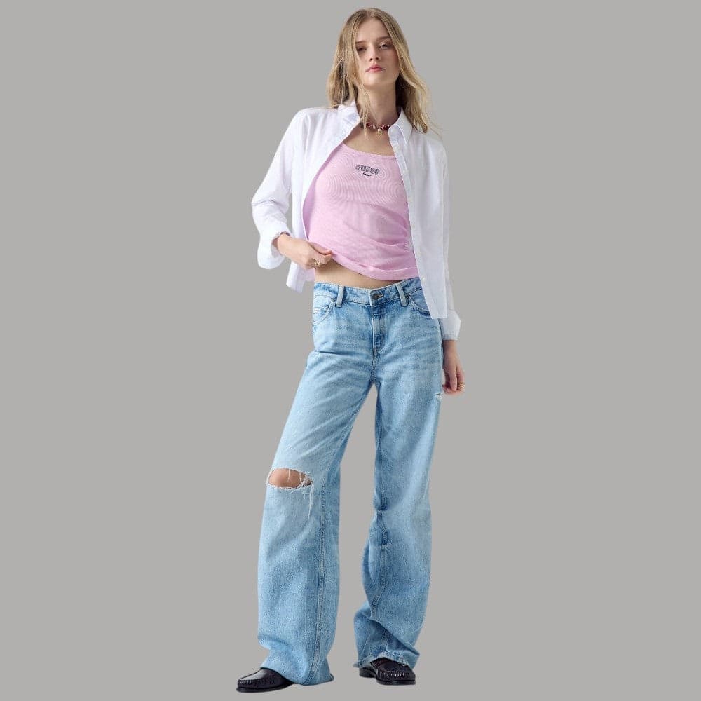 Top Guess GJ Canotta a Coste in Cotone con Logo Ricamato - 2