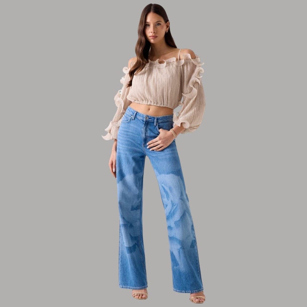 Blusa Guess in Chiffon con Volant e Scollo Off-Shoulder - 2