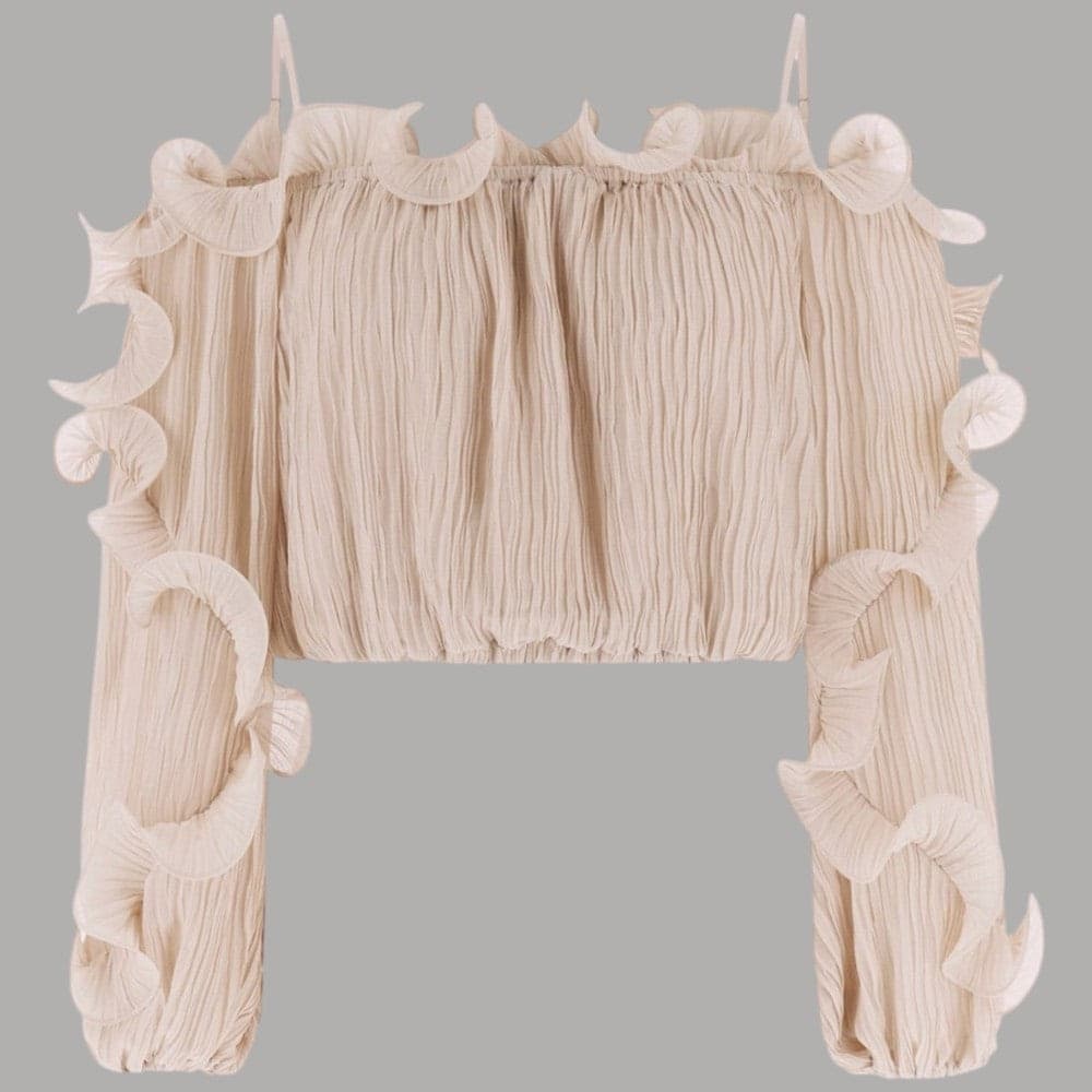 Blusa Guess in Chiffon con Volant e Scollo Off-Shoulder - 5