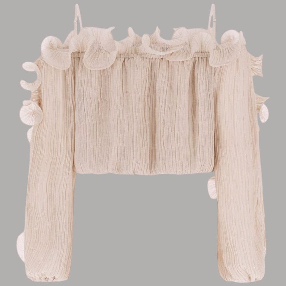 Blusa Guess in Chiffon con Volant e Scollo Off-Shoulder - 6