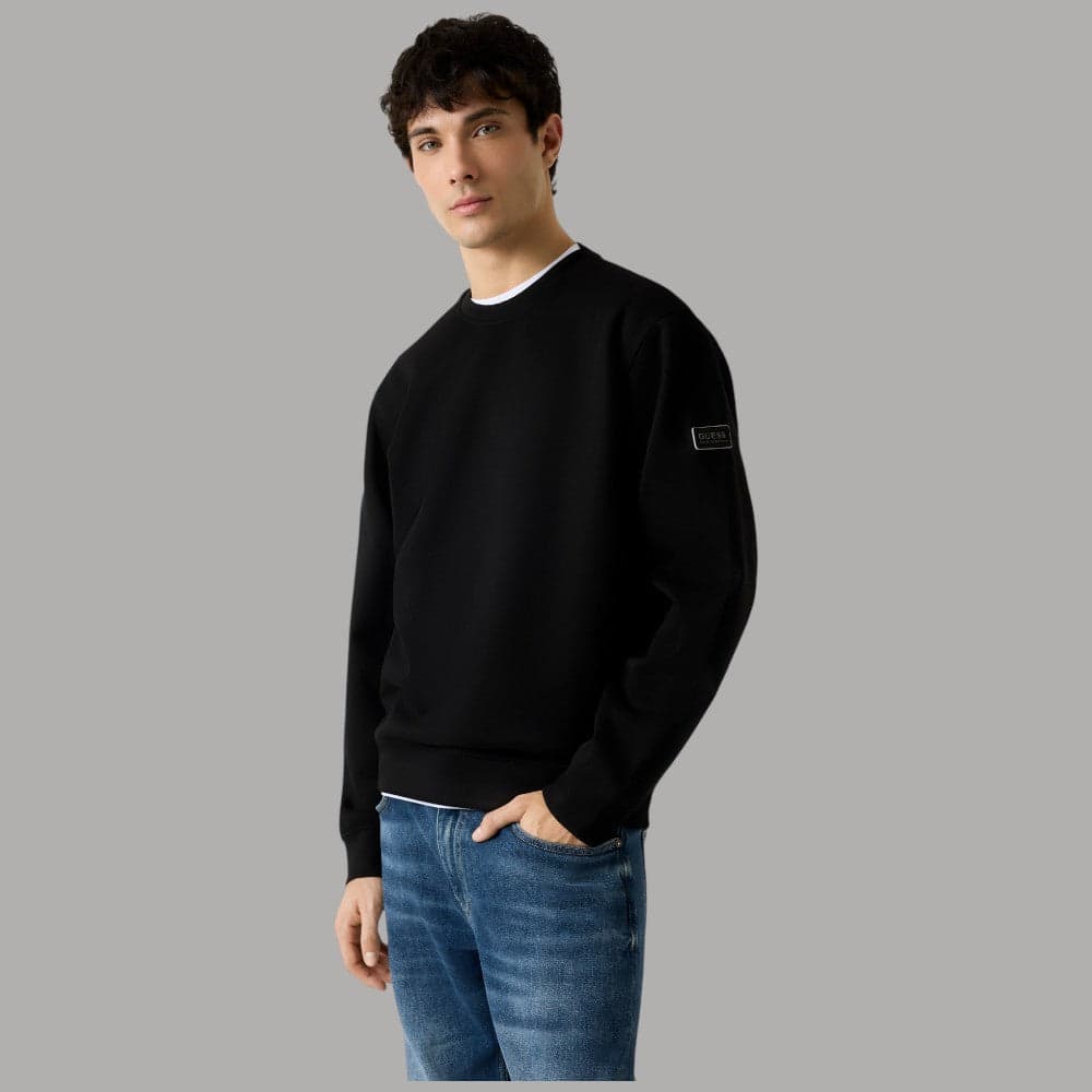 Felpa Guess Uomo Scuba Nera con Logo - Stile e Comfort - 5