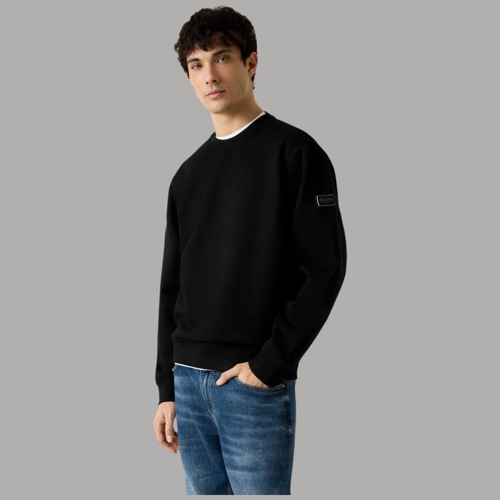 Felpa Guess Uomo Scuba Nera con Logo - Stile e Comfort