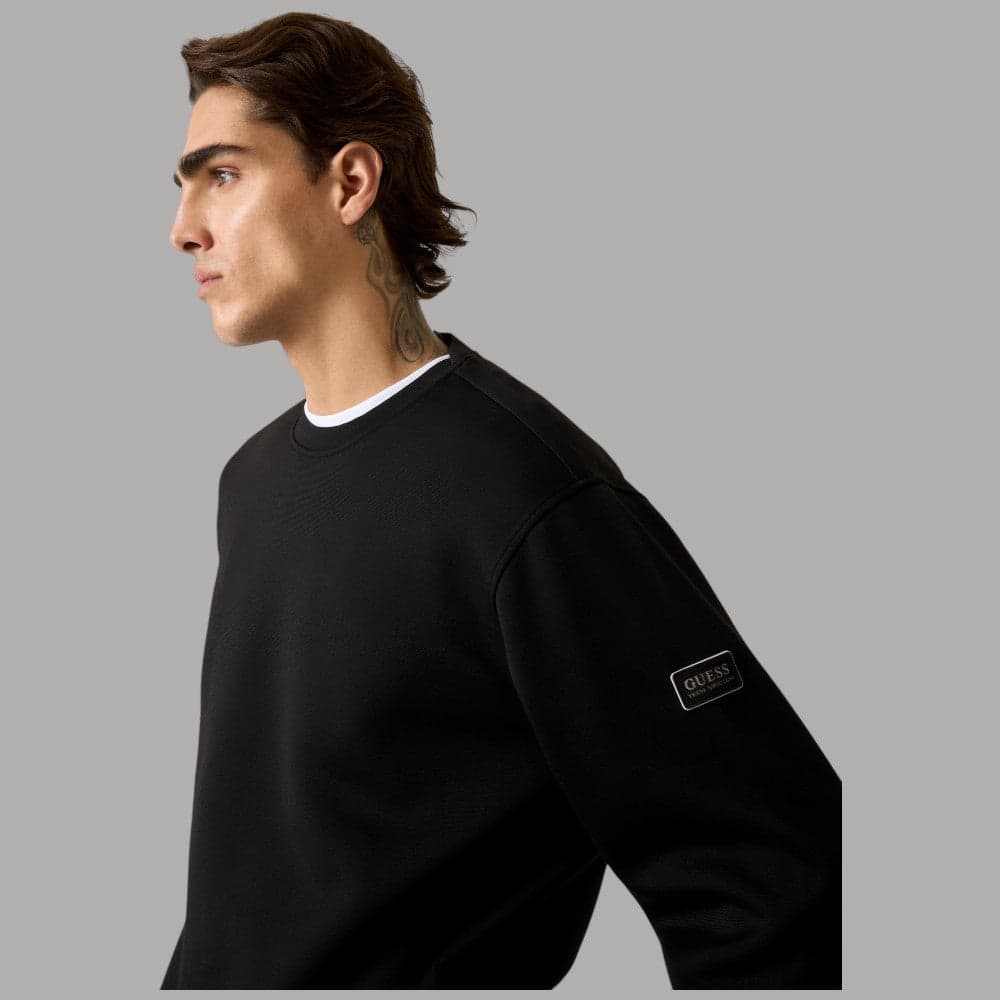 Felpa Guess Uomo Scuba Nera con Logo - Stile e Comfort - 4