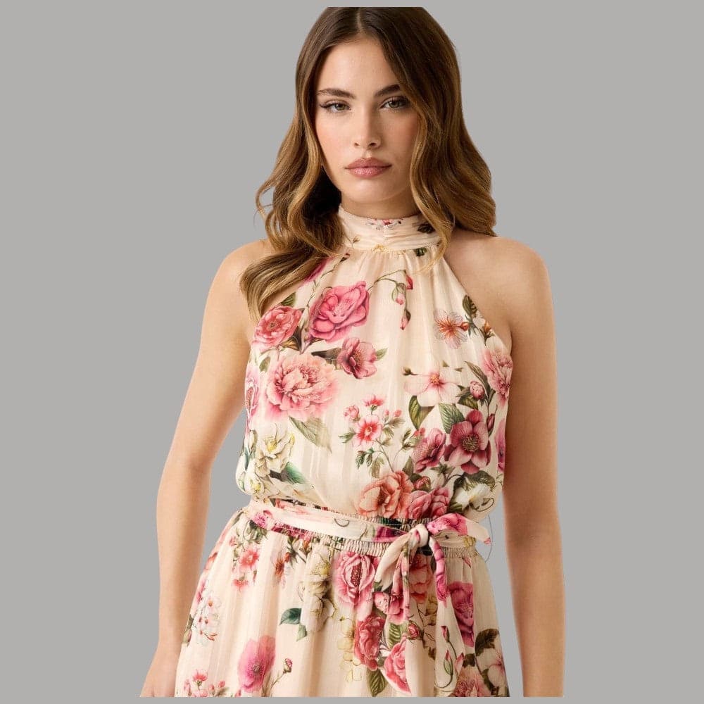 Vestito Guess Mini Floreale Chiffon, Collo Alto, A-Line - 4