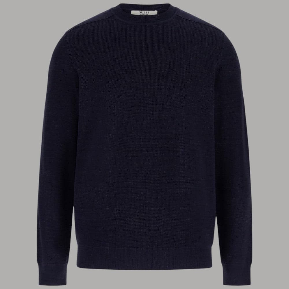 Pullover Guess Uomo Blu, Girocollo a Quadri in Misto Viscosa - 4