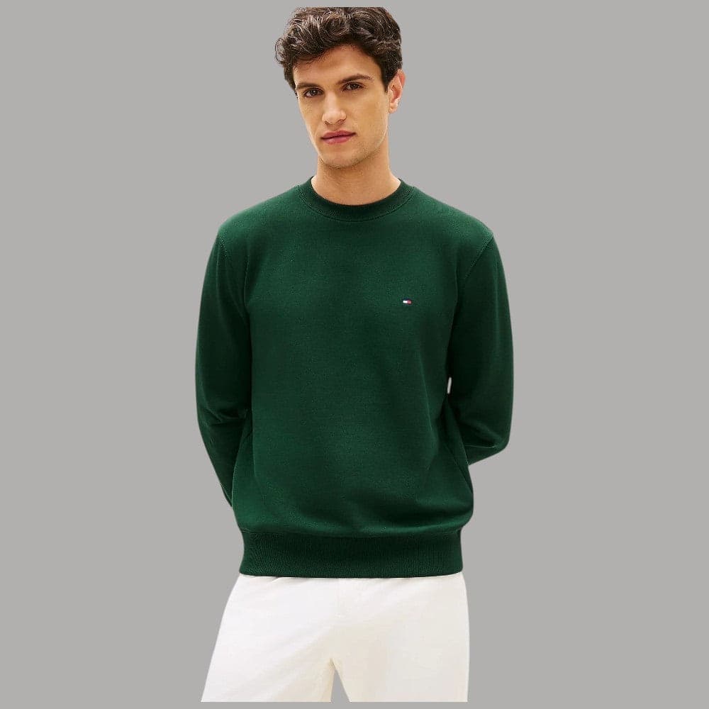 Felpa Girocollo Cotone Tommy Hilfiger con Bandierina Ricamata - 1