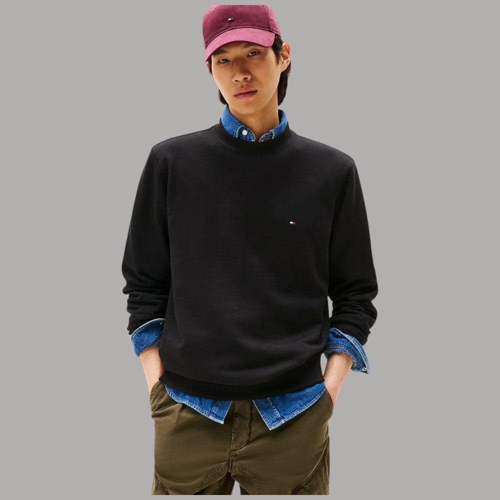 Felpa Girocollo Cotone Tommy Hilfiger con Bandierina Ricamata - 17