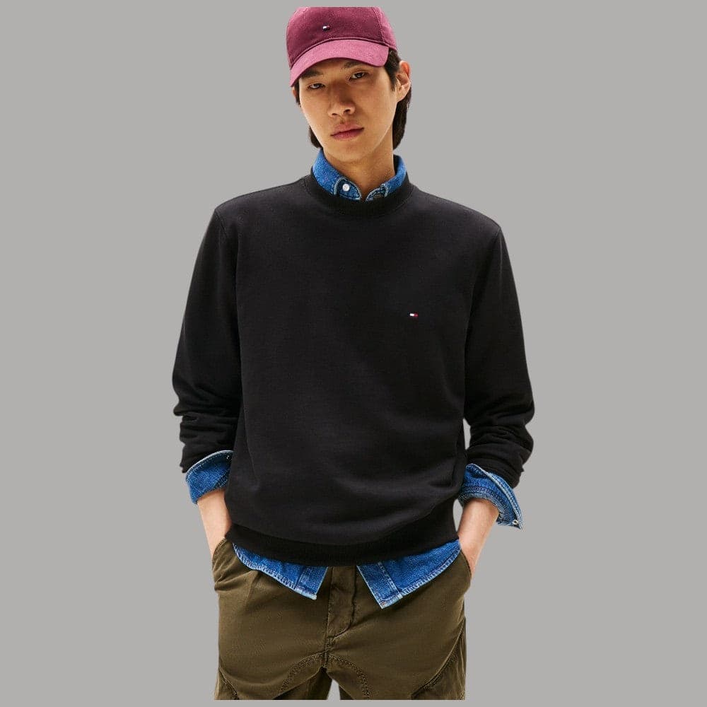 Felpa Girocollo Cotone Tommy Hilfiger con Bandierina Ricamata - 5