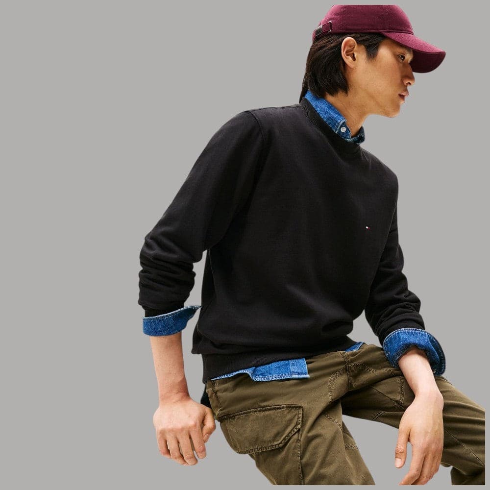 Felpa Girocollo Cotone Tommy Hilfiger con Bandierina Ricamata - 8