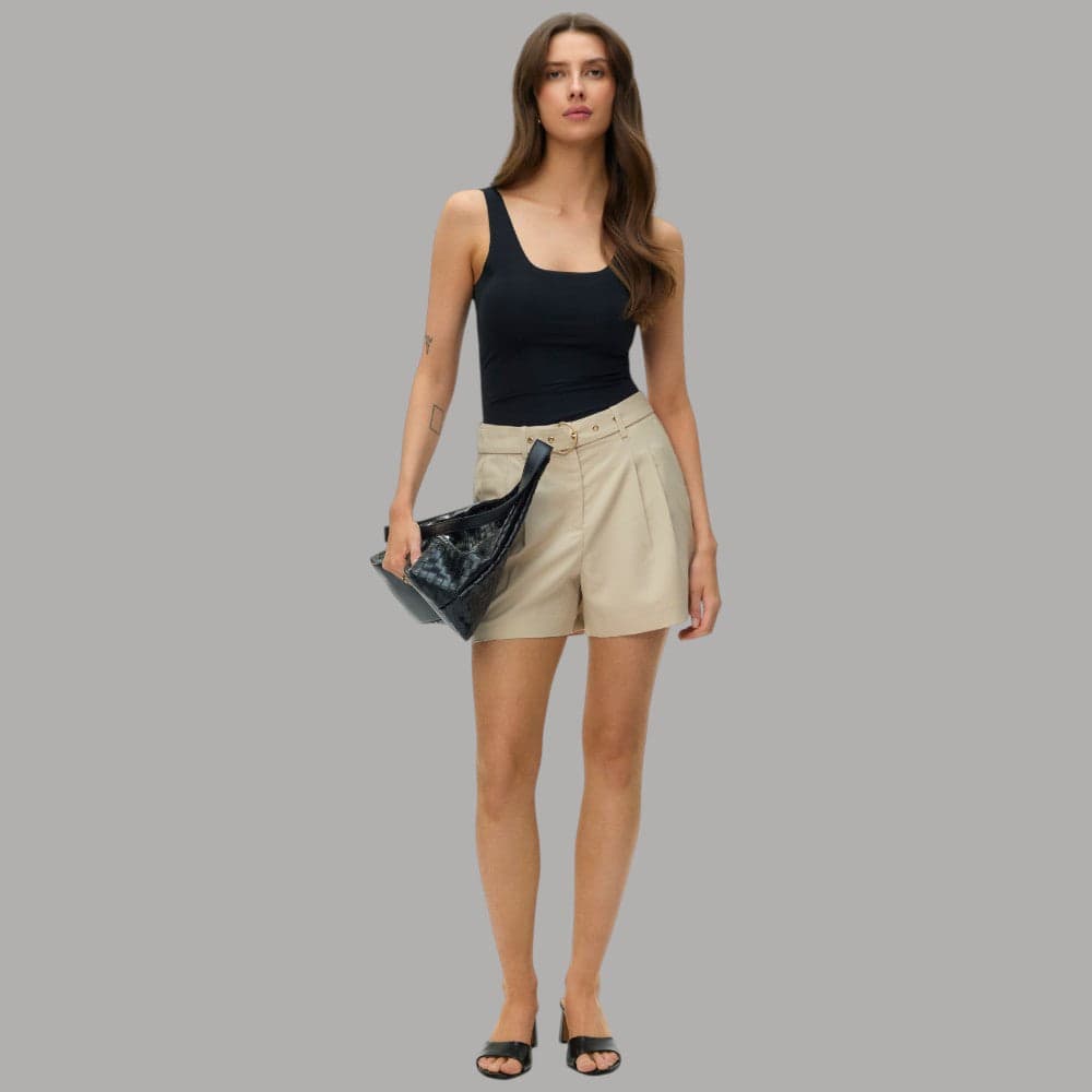 Bermuda Vero Moda Vita Alta con Cintura in Viscosa Misto Eleganza - 7