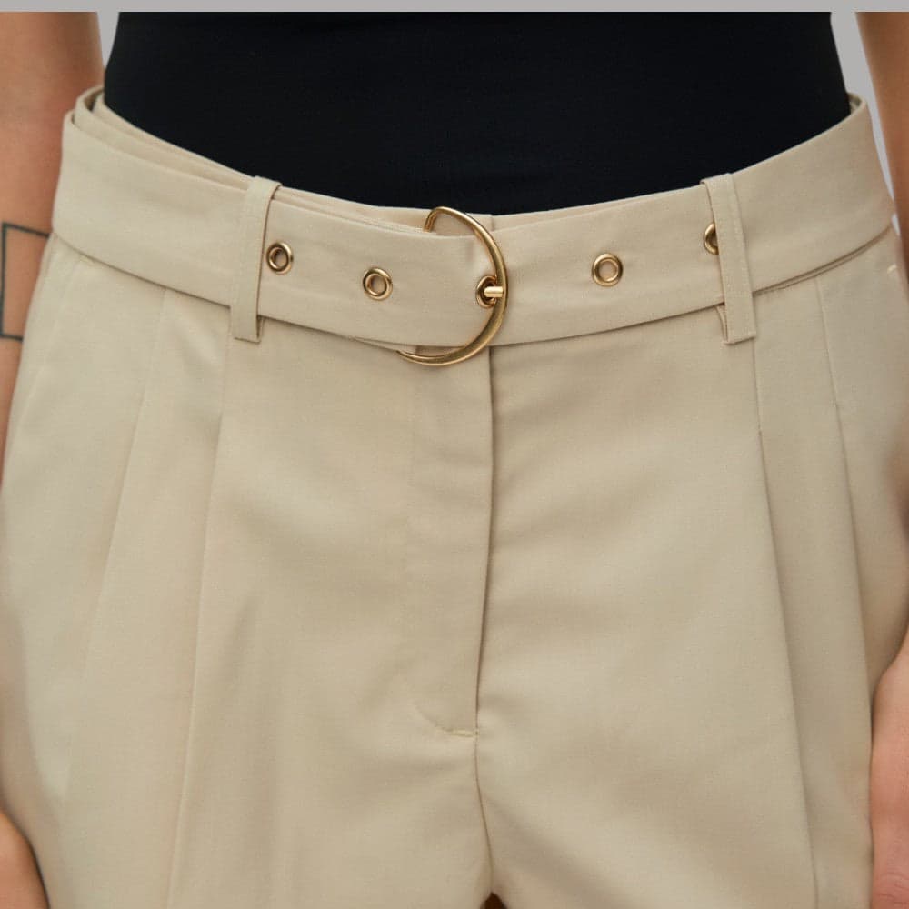 Bermuda Vero Moda Vita Alta con Cintura in Viscosa Misto Eleganza - 3