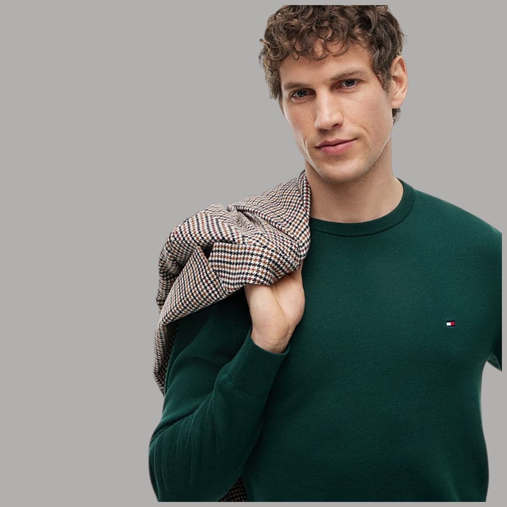 Pullover Tommy Hilfiger girocollo in cotone con bandierina ricamata - 20