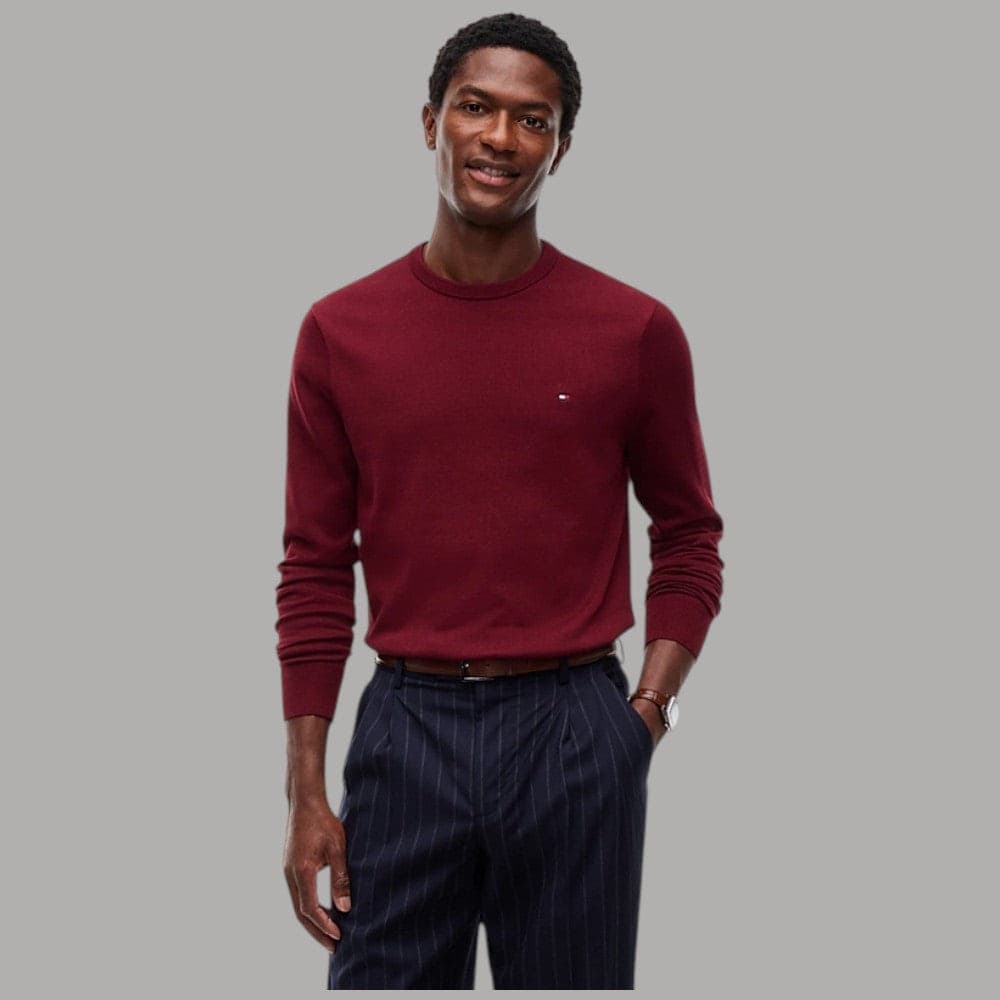 Pullover Tommy Hilfiger girocollo in cotone con bandierina ricamata - 24