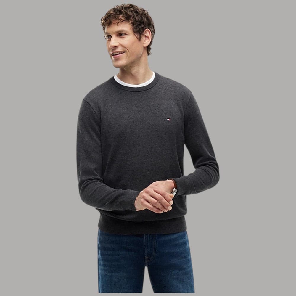 Pullover Tommy Hilfiger girocollo in cotone con bandierina ricamata - 29