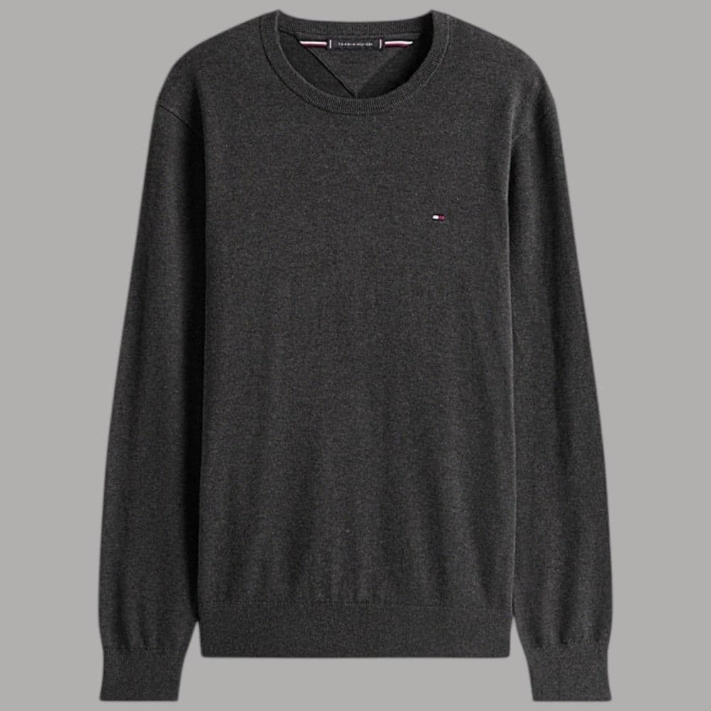 Pullover Tommy Hilfiger girocollo in cotone con bandierina ricamata - 32
