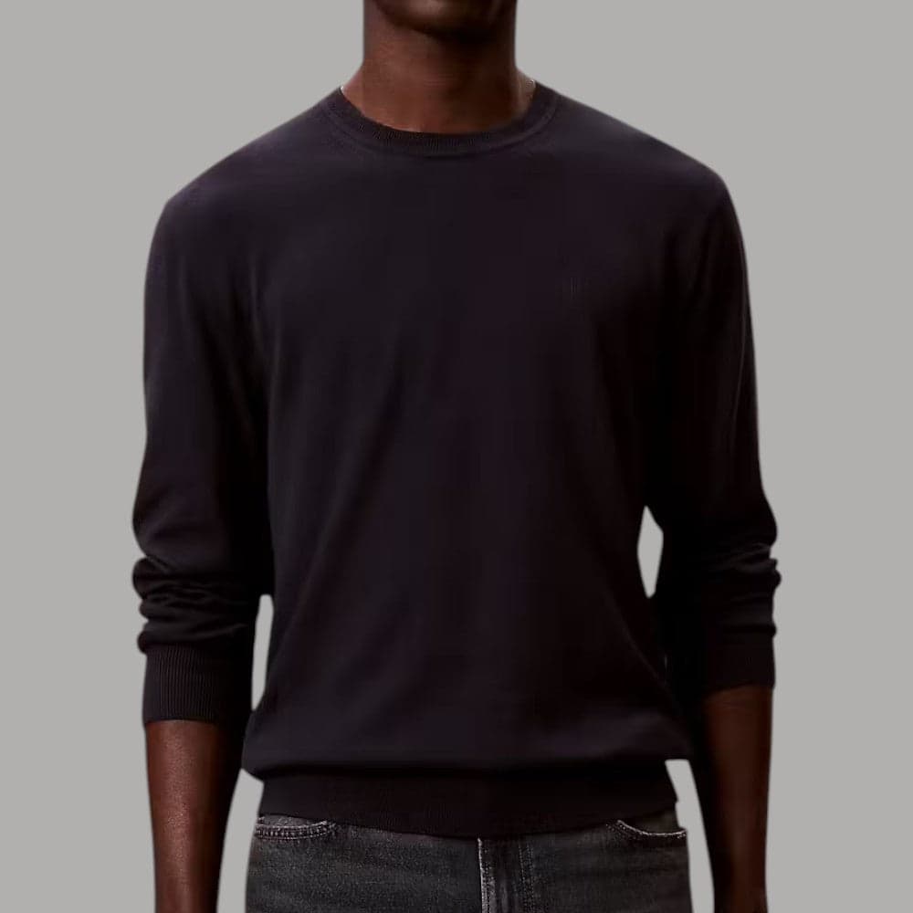 Pullover Calvin Klien Cotone Supima Logo Ricamato Regular Fit - 2