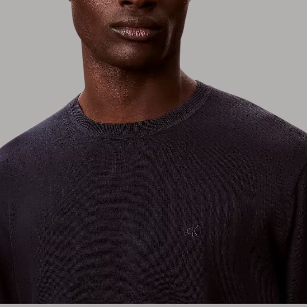 Pullover Calvin Klien Cotone Supima Logo Ricamato Regular Fit - 3