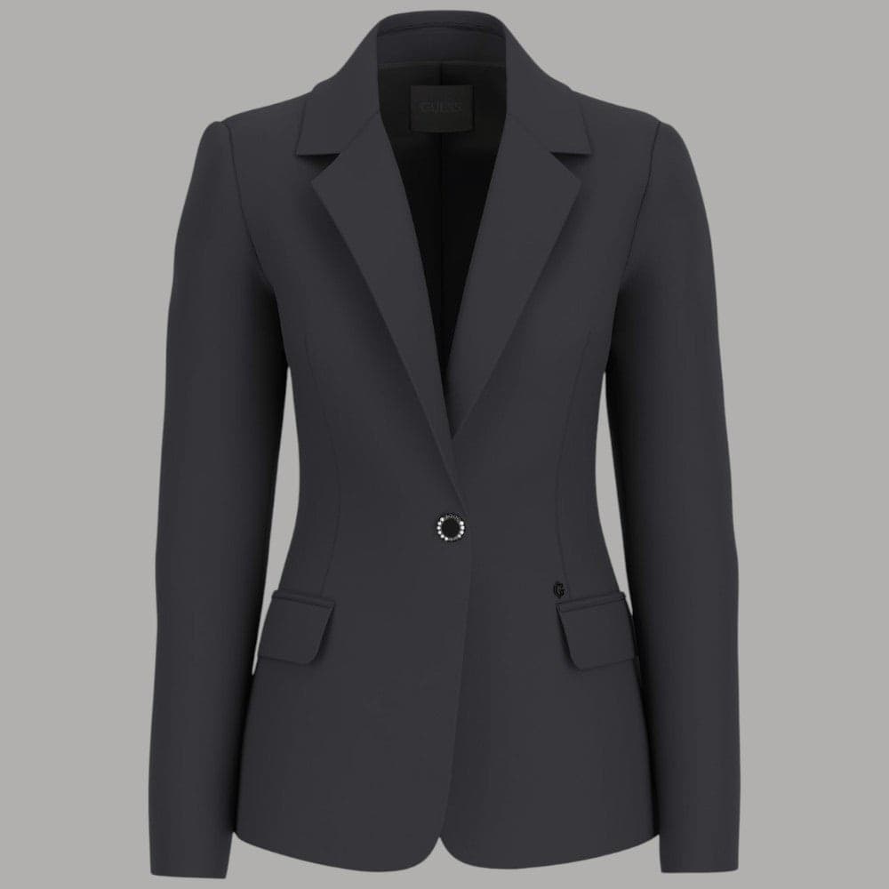 Giacca Guess Blazer Nera Viscosa Regular Elegante 1 Bottone