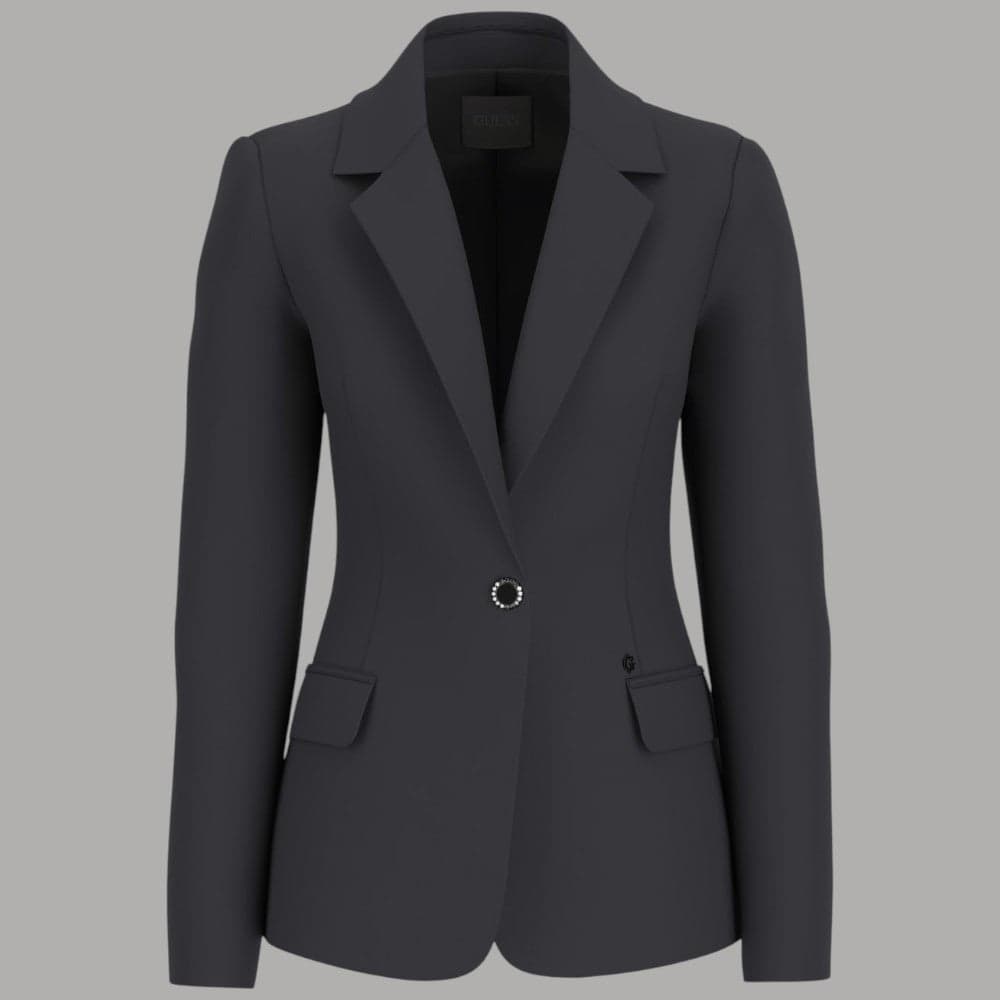 Giacca Guess Blazer Nera Viscosa Regular Elegante 1 Bottone - 3