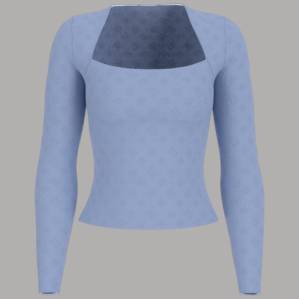 Maglia Guess Jacquard Ellona Slim Scollo Quadrato Logo All Over - 3