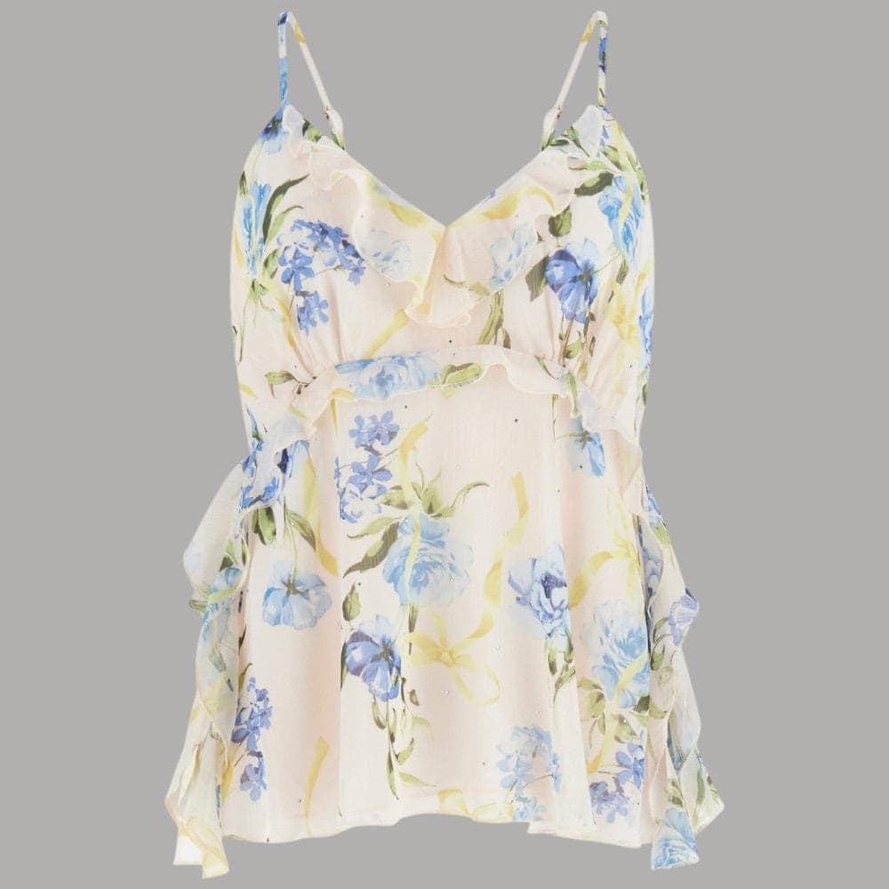 Top Guess Linda Floreale con Volant e Scollatura a V - 5