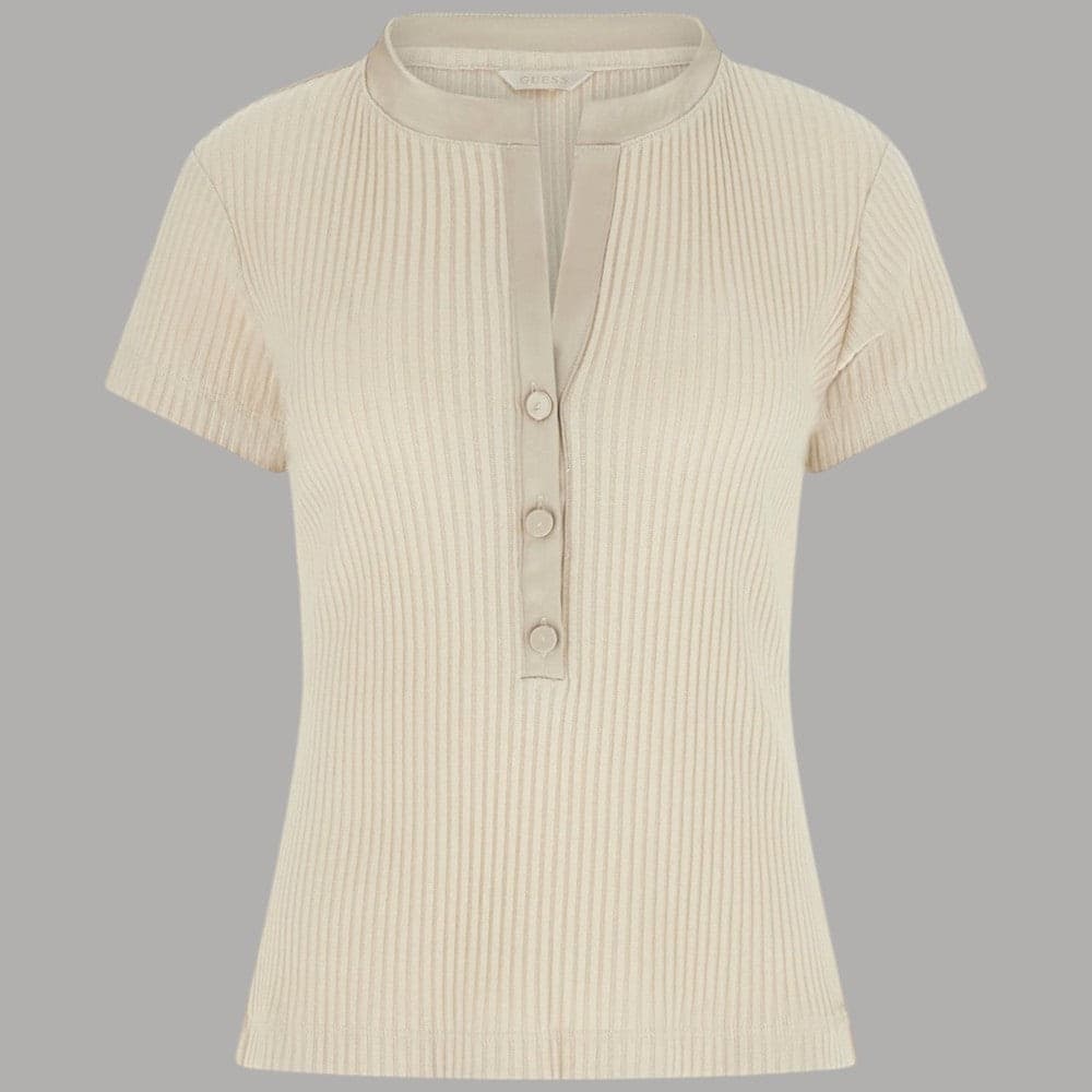 Top Guess Charline Slim in Maglia a Coste con Bottoni - 6
