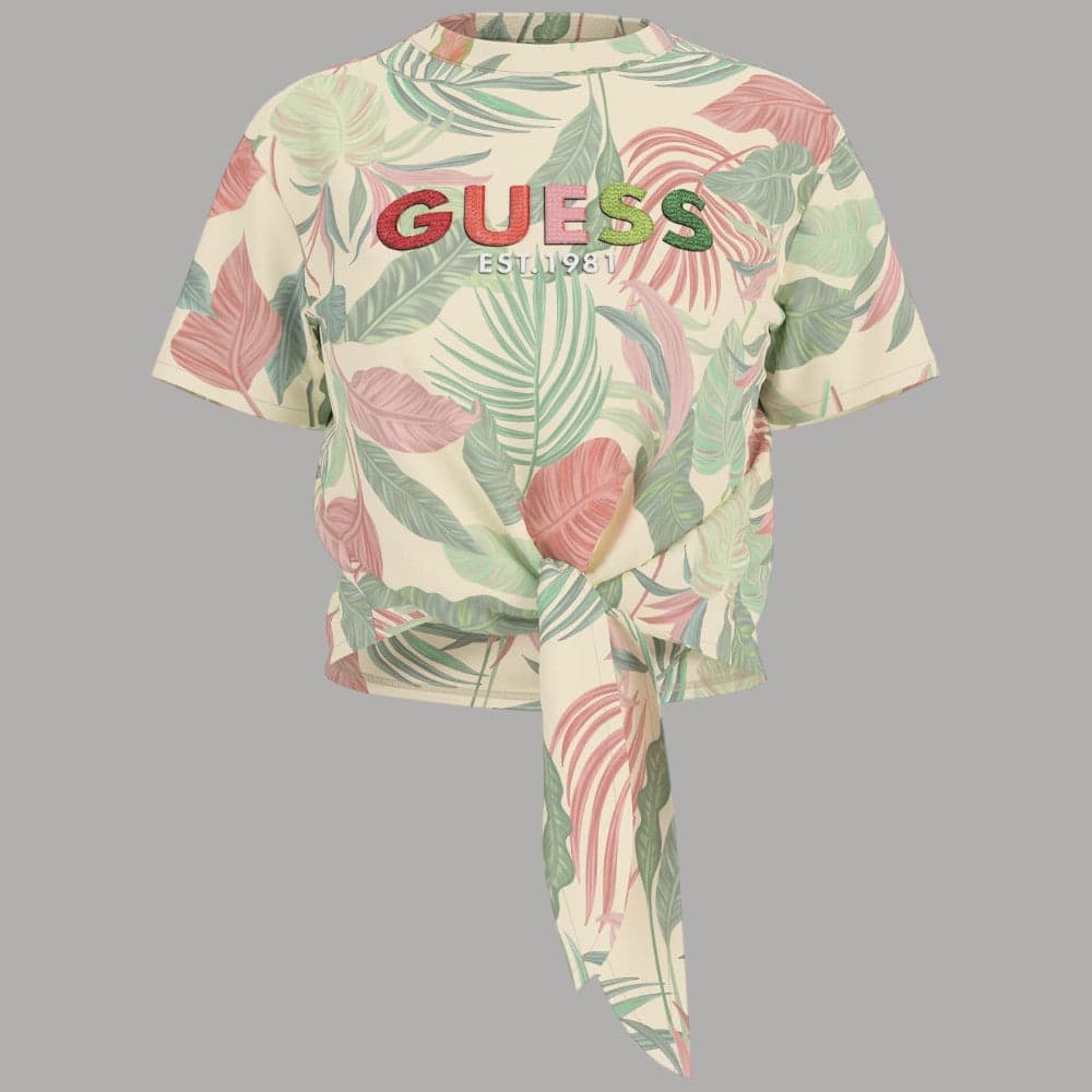 T-shirt Guess Cotone Stampato con Laccetti e Logo sul Petto - 3