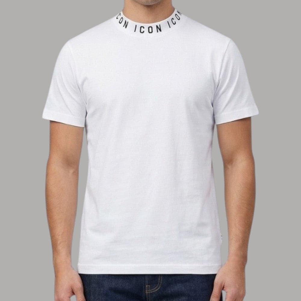 T-shirt ICON in Cotone con Logo Collo Ripetuto - 1