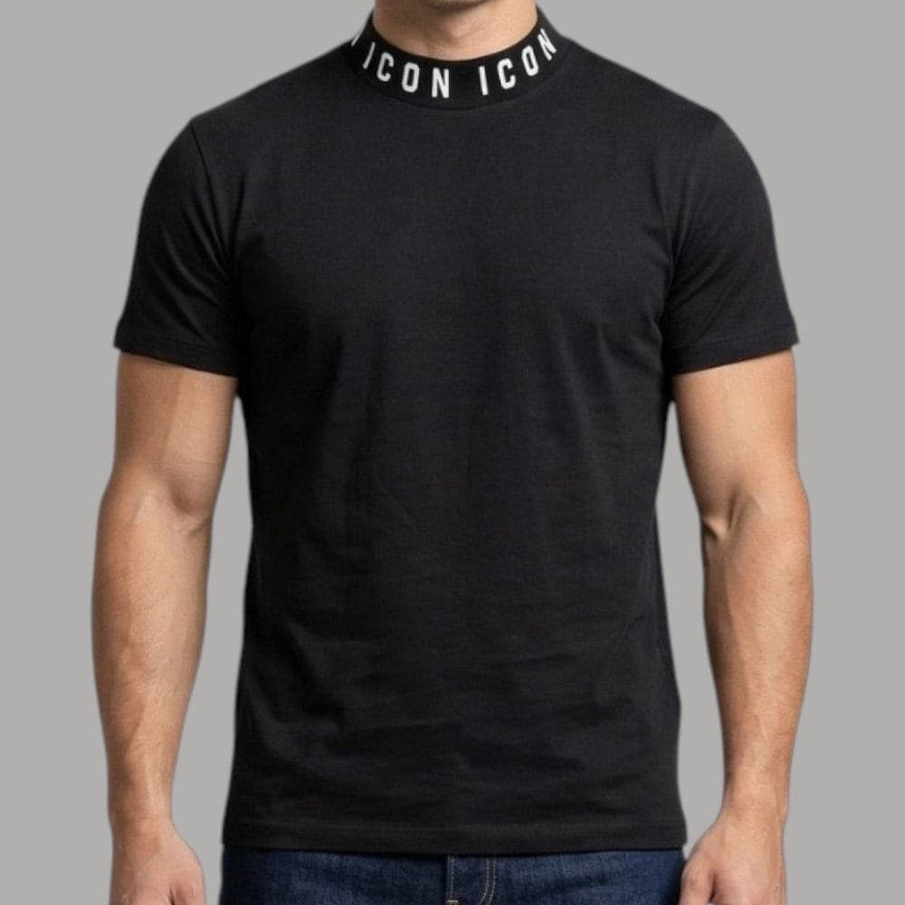 T-shirt ICON in Cotone con Logo Collo Ripetuto - 3