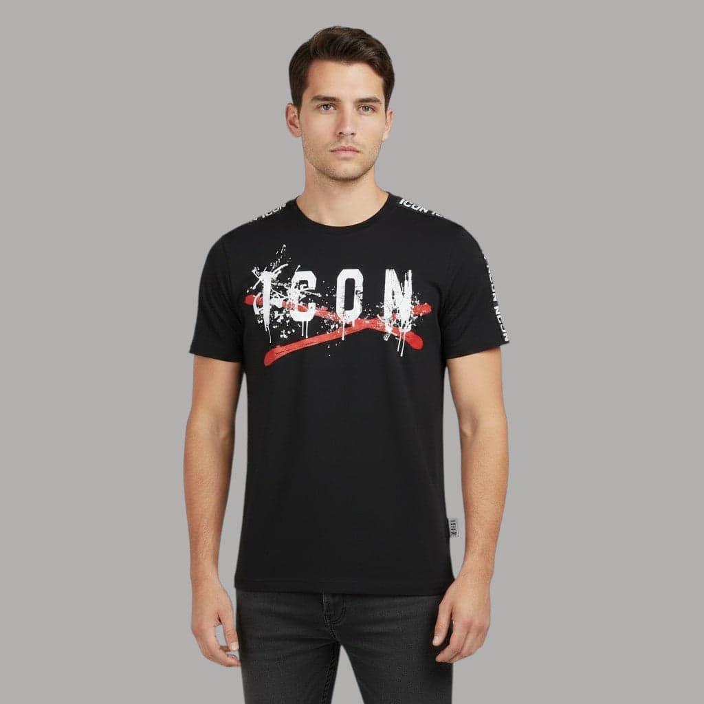 Maglietta ICON Cotone con Logo e Bande Laterali 100% Stile - 3