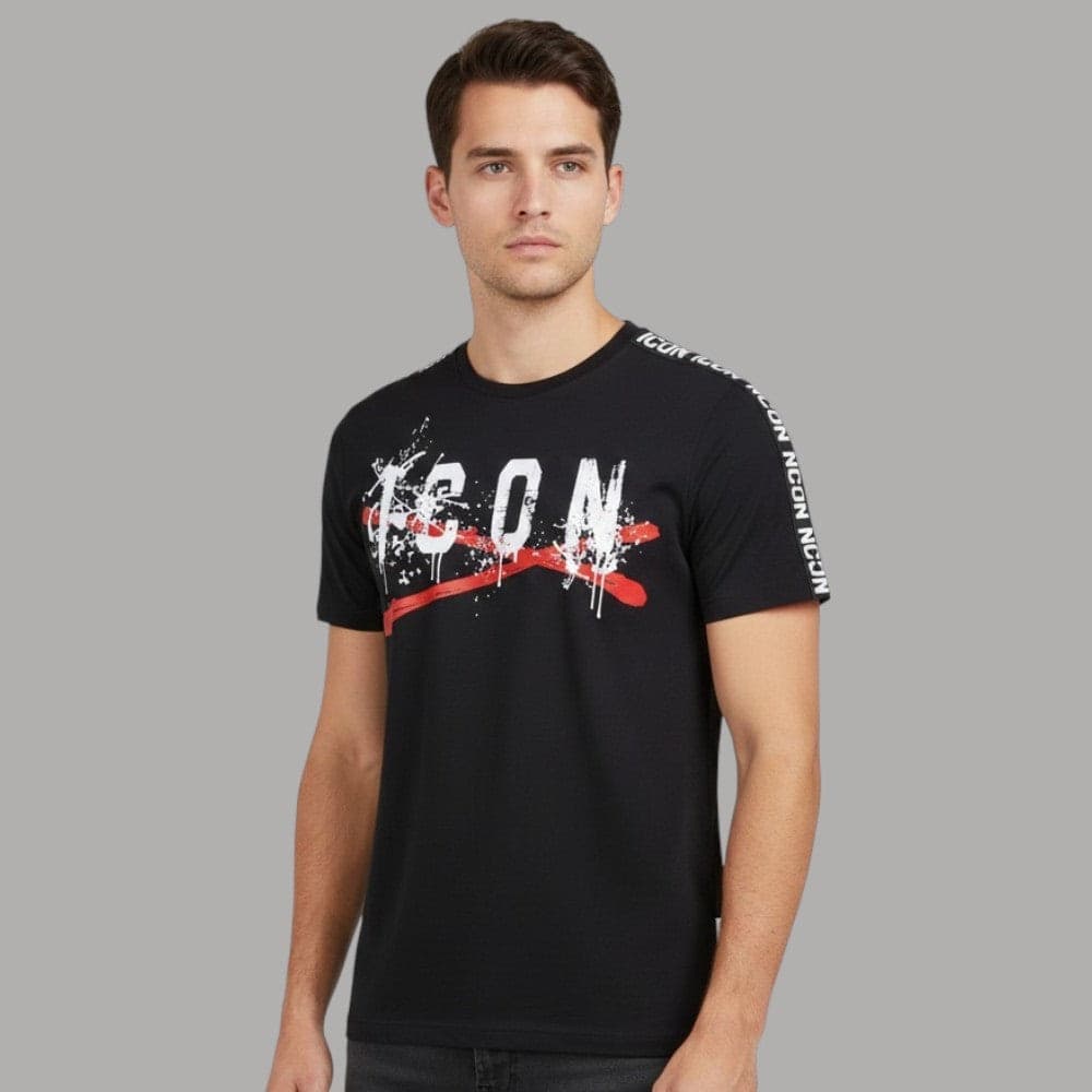 Maglietta ICON Cotone con Logo e Bande Laterali 100% Stile - 2