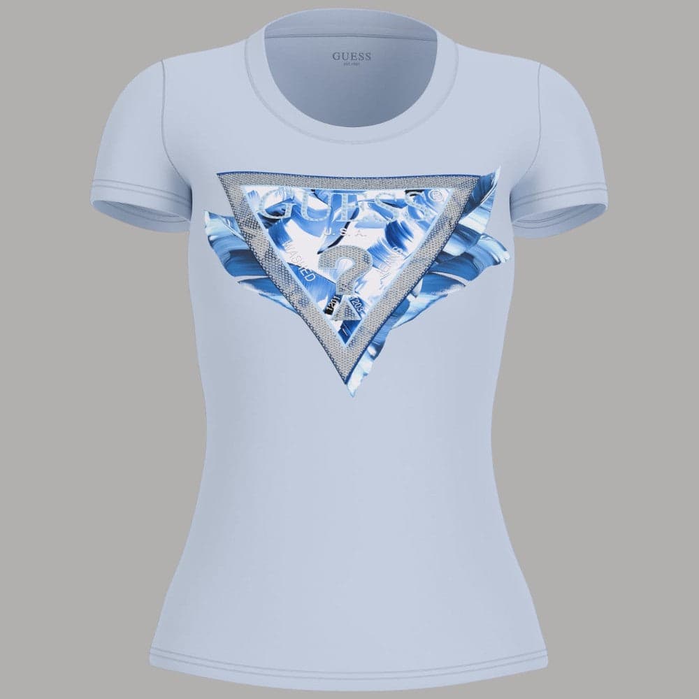 T-shirt Guess Slim in Cotone con Logo Flowers e Borchie - 3