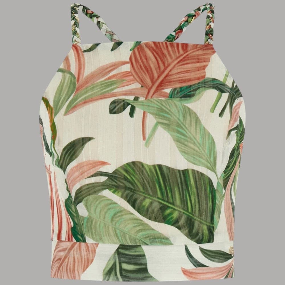 Top Guess Floreale Crop Smanicato con Zip Laterale - 4