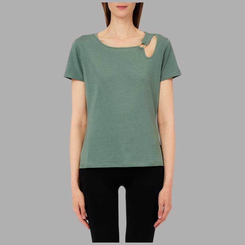 Liu Jo T-shirt Cut-Out Girocollo in Cotone e Bambù Elegante - 10