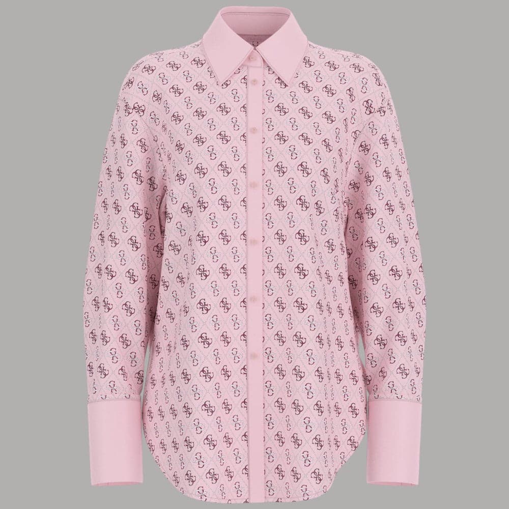 Camicia Guess Alexandra in Raso Regular con Logo All Over - 3