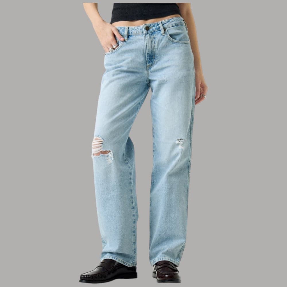 Jeans Boyfriend Guess GJ Rilassati in Denim Chiaro Strappato - 9