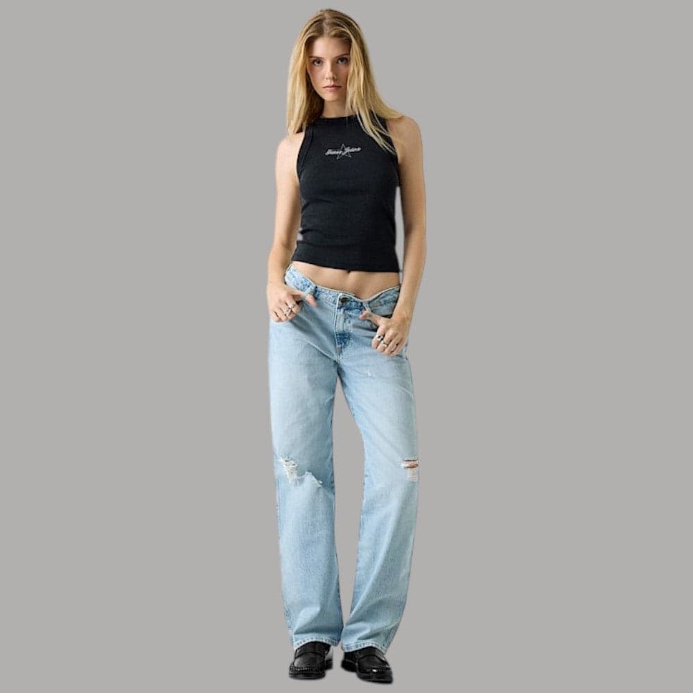 Jeans Boyfriend Guess GJ Rilassati in Denim Chiaro Strappato - 2