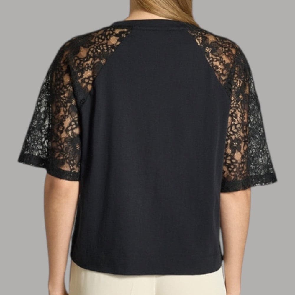 Liu Jo T-shirt Cotone Scollo V & Maniche Pizzo Eleganti - 3