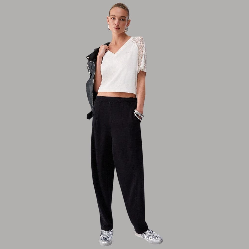 Liu Jo T-shirt Cotone Scollo V & Maniche Pizzo Eleganti - 10
