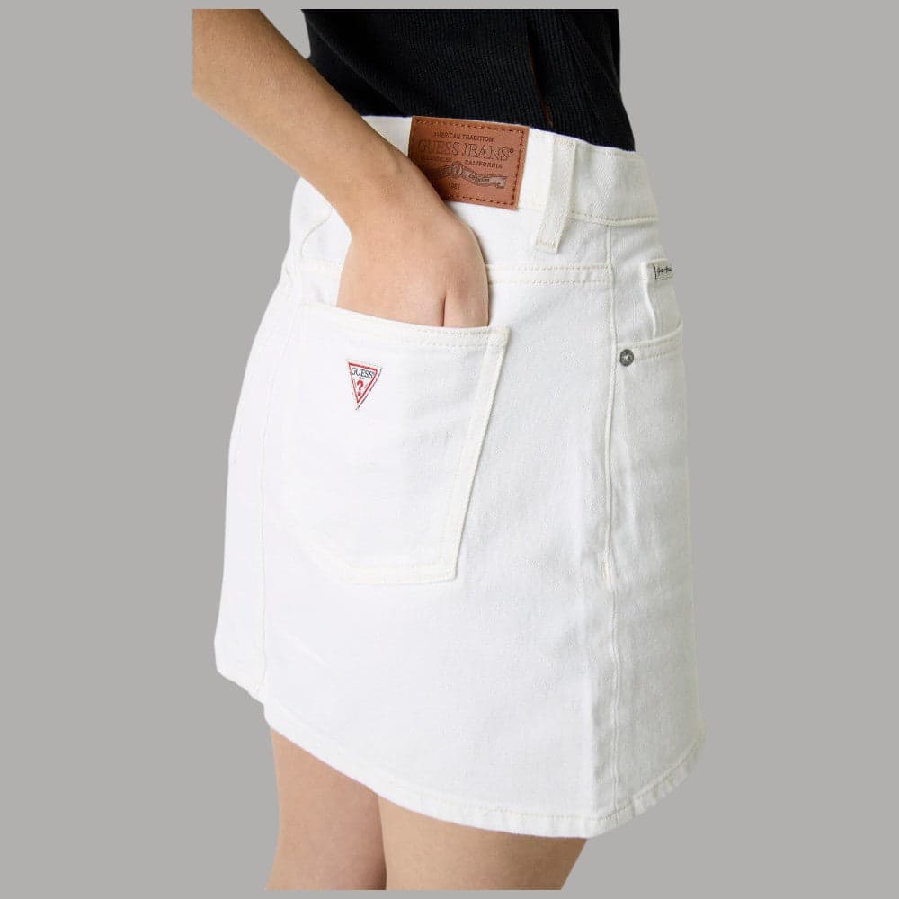 Mini Gonna Guess GJ Bianca in Denim con Tasche e Zip - 4