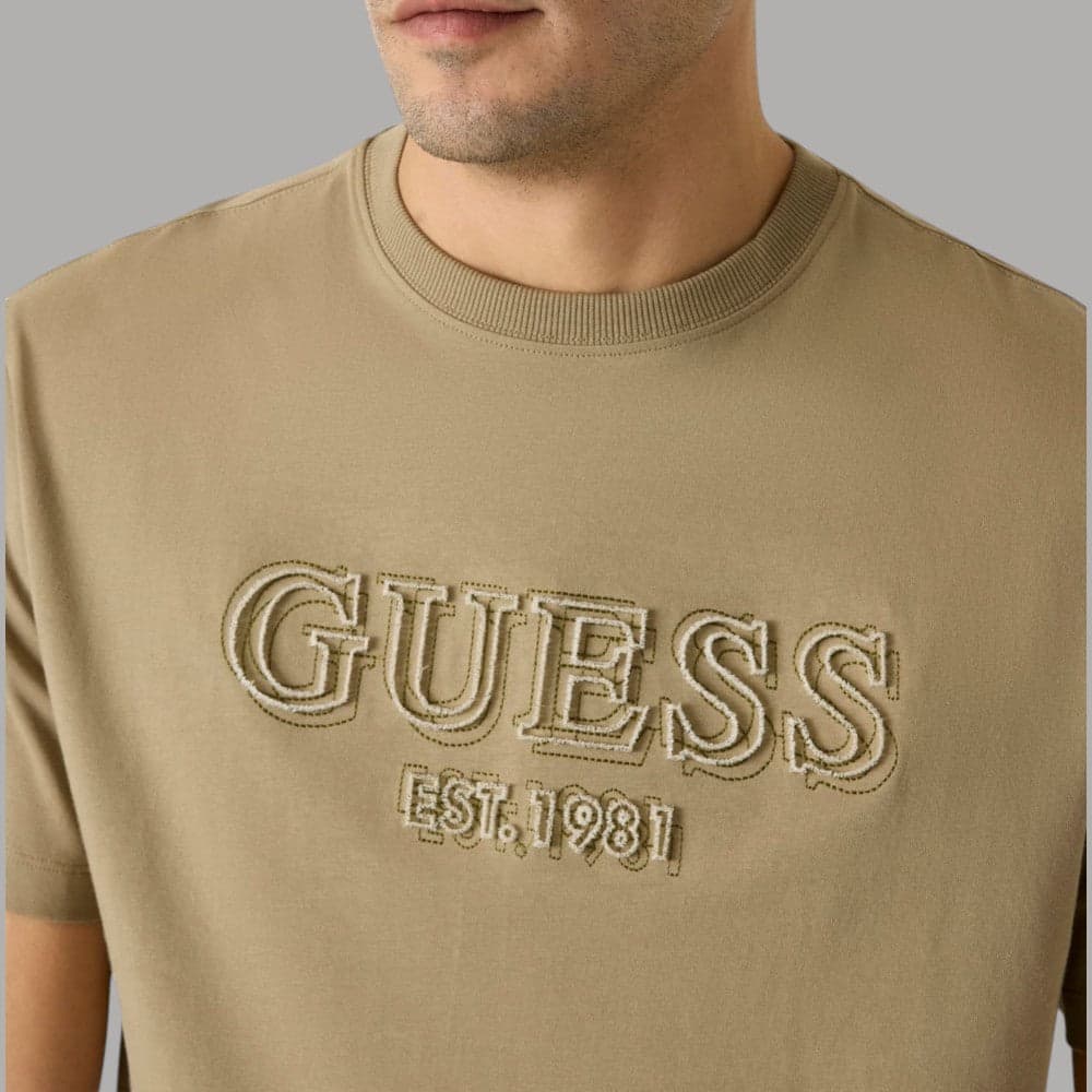 Guess T-Shirt Regular in Cotone con Logo Ricamato Rilievo - 4