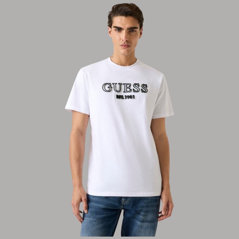 Guess T-Shirt Regular in Cotone con Logo Ricamato Rilievo - 6