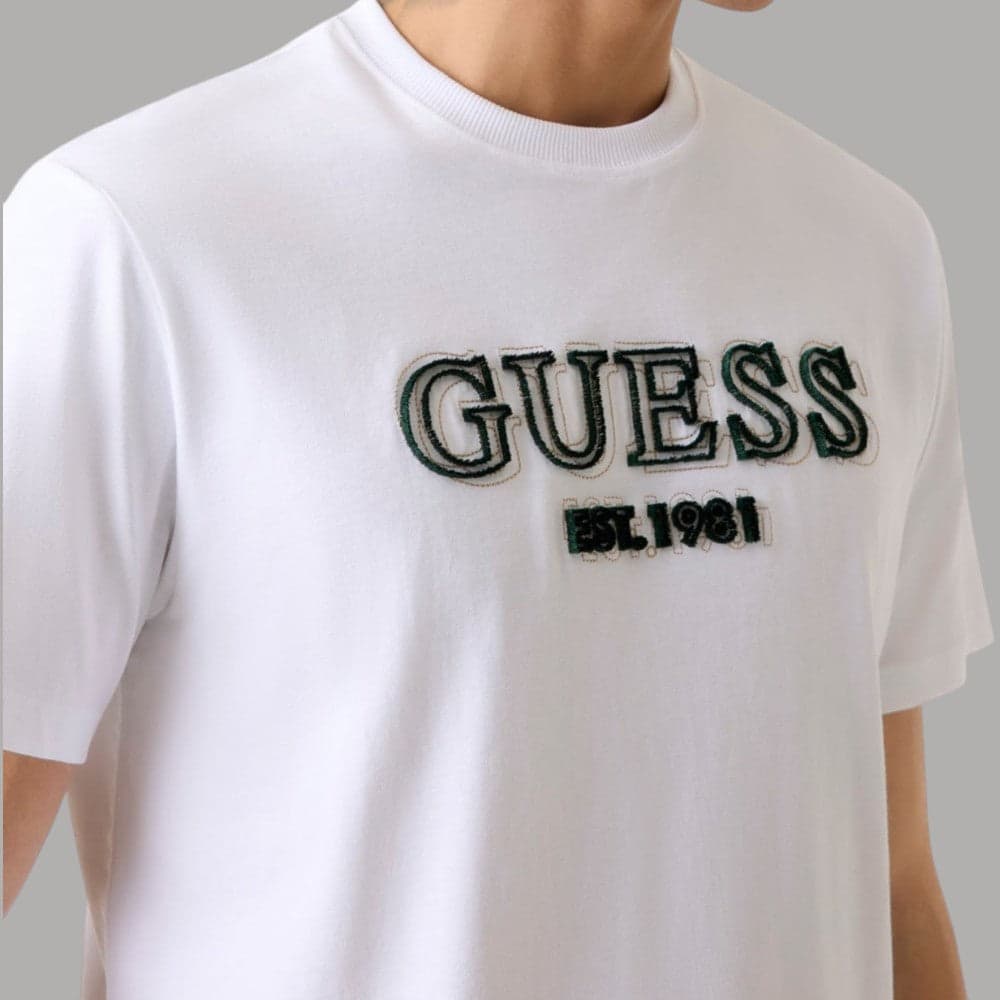 Guess T-Shirt Regular in Cotone con Logo Ricamato Rilievo - 9