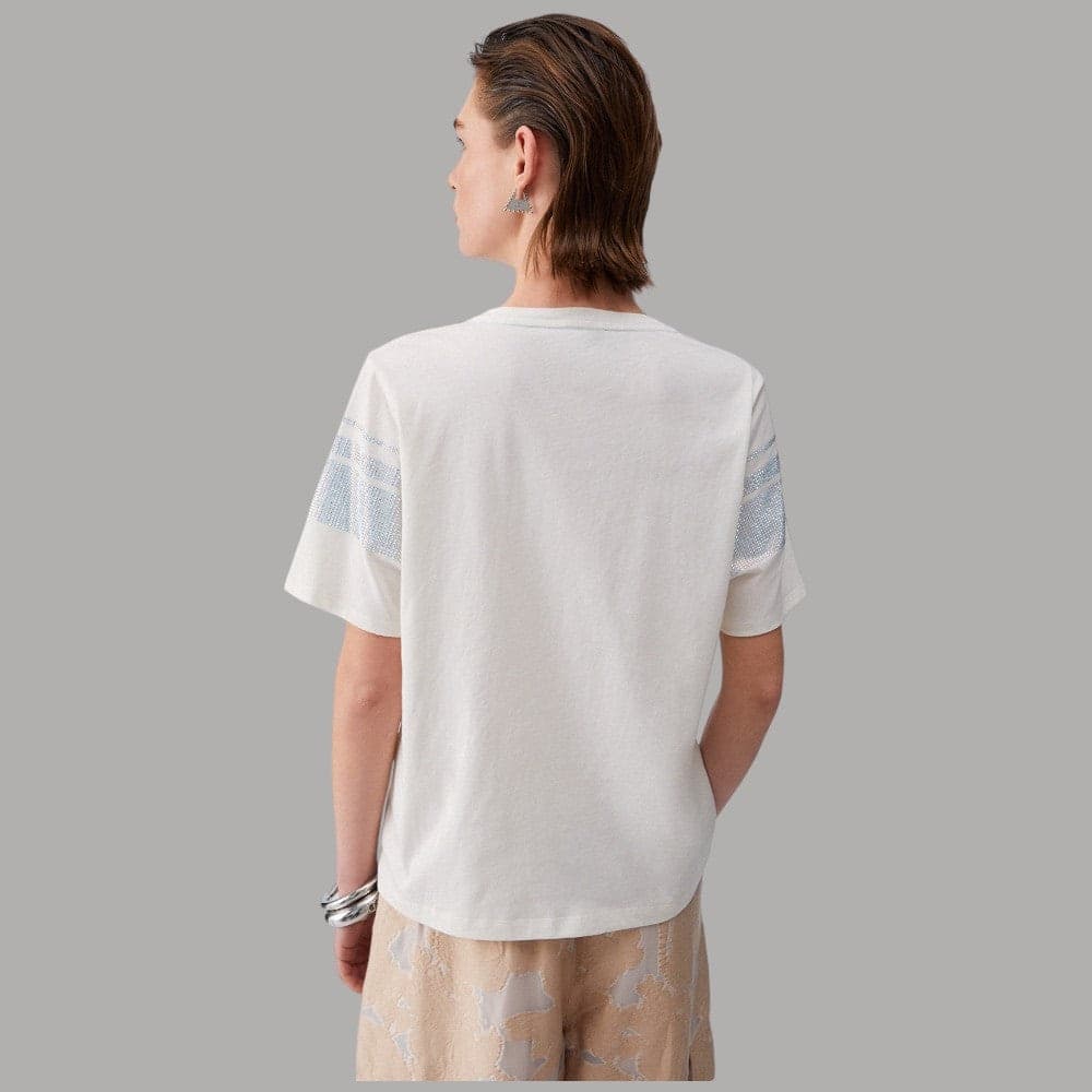 T-shirt Bianca Liu Jo Cotone con Strass "Better" Regular Fit - 2