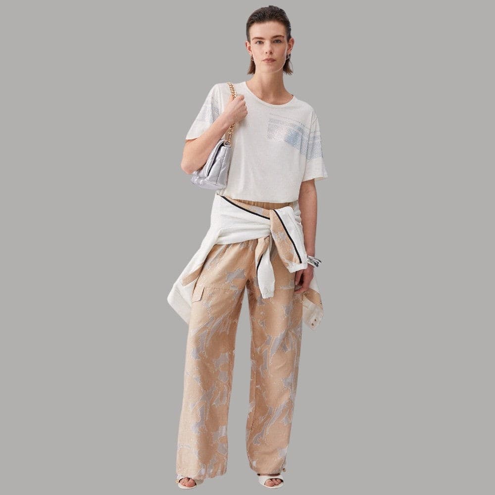 T-shirt Bianca Liu Jo Cotone con Strass "Better" Regular Fit - 5