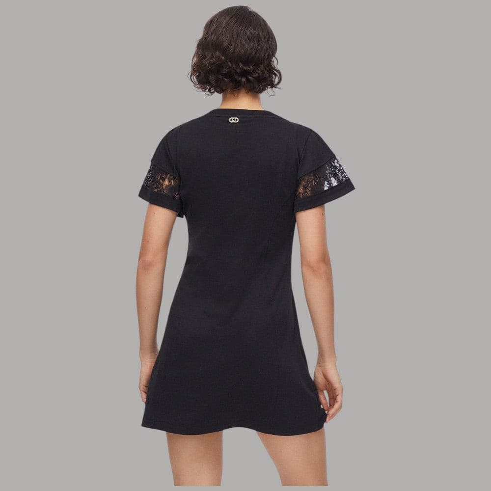 Liu Jo Vestito Corto Jersey Girocollo con Pizzo e Taschino - 2