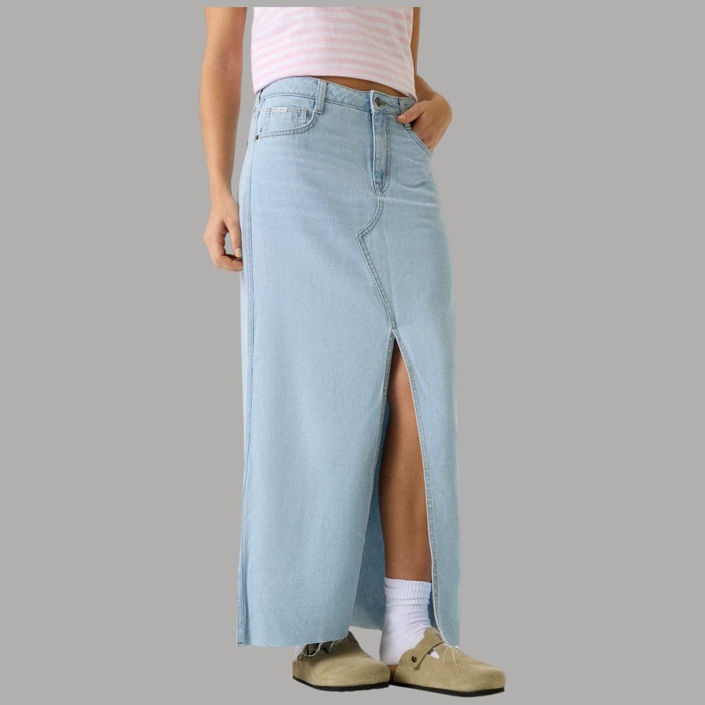 Gonna Lunga Guess GJ in Jeans, Vita Alta con Spacco Frontale - 6