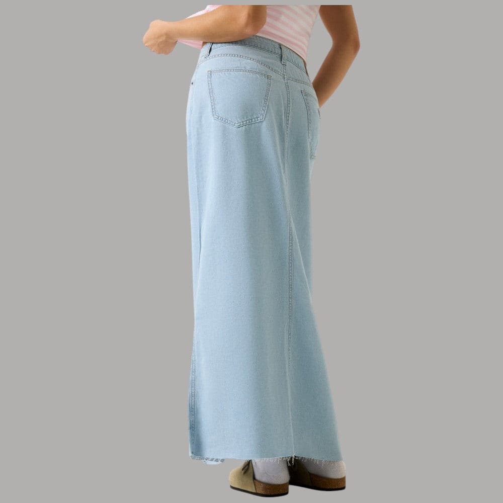 Gonna Lunga Guess GJ in Jeans, Vita Alta con Spacco Frontale - 3