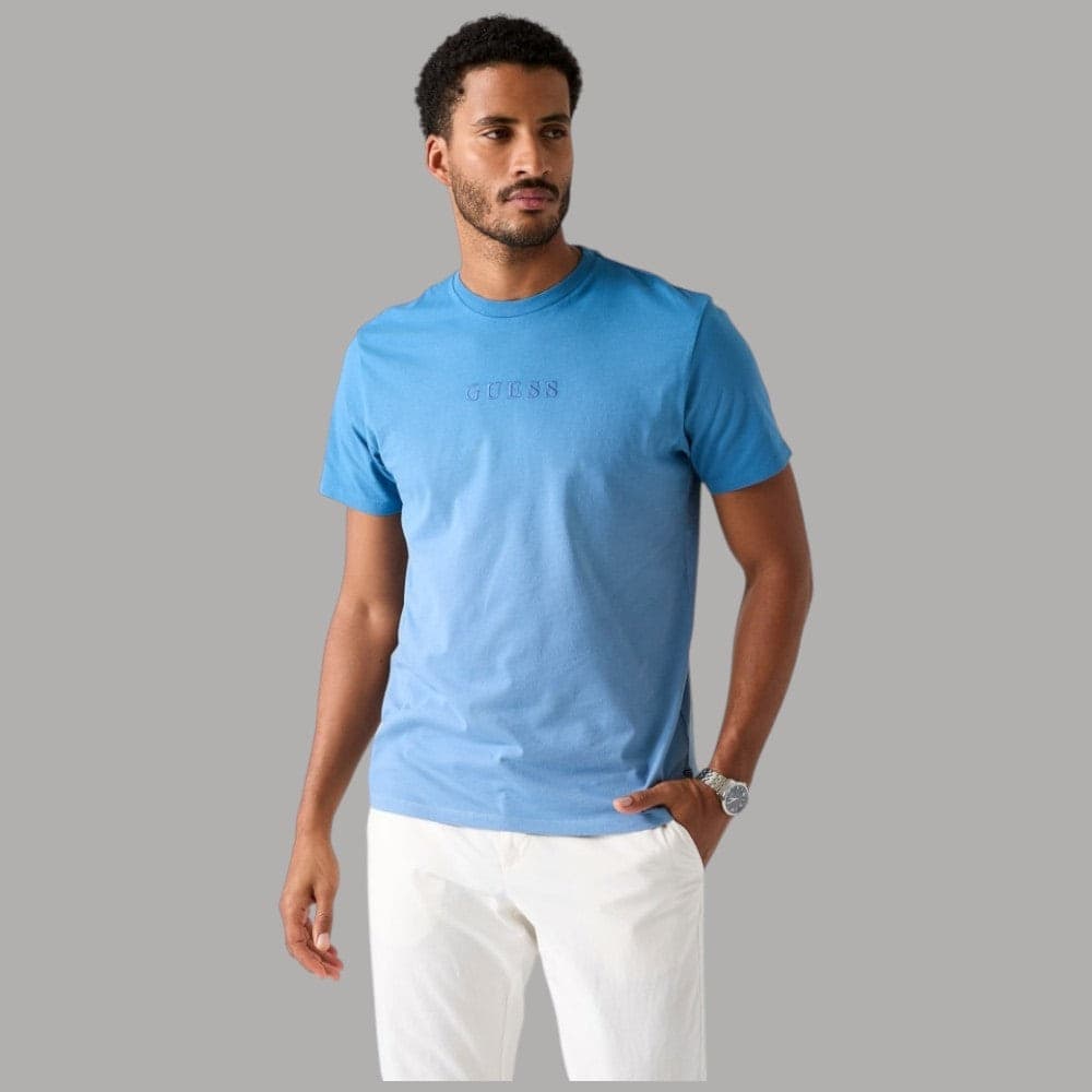 T-shirt Guess Cotone Gradient Logo Ricamato Regular Fit